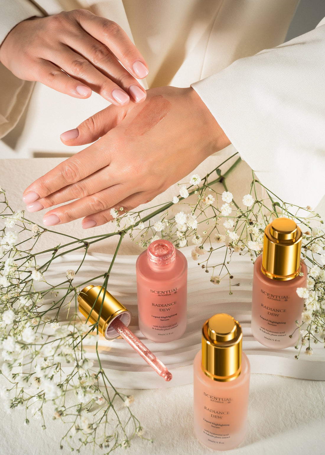 Get Glowing: 8 Ways to Wear Our New Radiance Dew Highlighting Serums