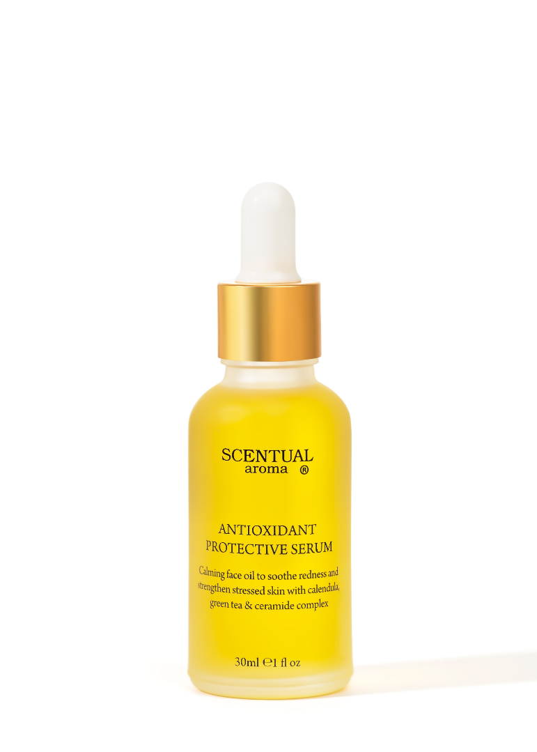 Scentual Aroma Yellow serum bottle with gold cap on a white background
